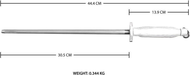 Kitchen Master 12 Inch Stainless Steel Sharpening Steel (White) | Professional Honing Rod, KMK064 - Image 2